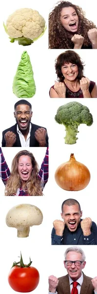 Pessoas felizes bonitas com comida — Fotografia de Stock