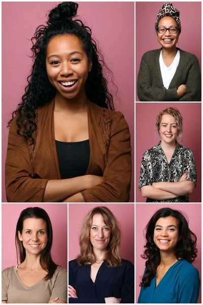 Grupo de pessoas bonitas em uma colagem — Fotografia de Stock