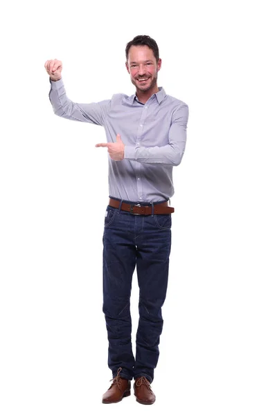 Belo homem de negócios na frente de um fundo branco — Fotografia de Stock