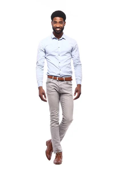 Hermoso cuerpo completo feliz negro moda hombre — Foto de Stock