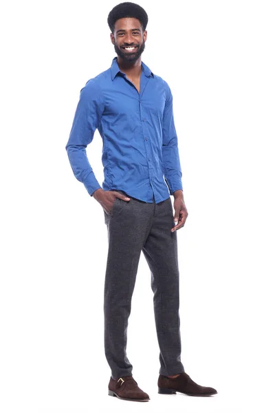 Beautiful full body happy black fashion man — Stock Photo, Image