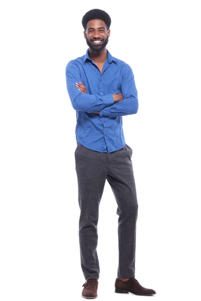 Beautiful full body happy black fashion man — Stock Photo, Image