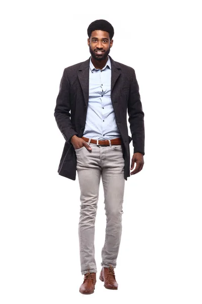 Beautiful full body happy black fashion man — Stock Photo, Image