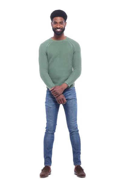Mooi volledig lichaam gelukkig zwart mode man — Stockfoto