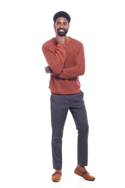 Schöne Ganzkörper glücklich schwarz Mode Mann — Stockfoto