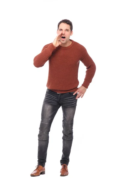 Man standing in front of a white background Stock Image
