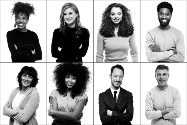 Belles personnes heureuses devant un arrière-plan — Photo