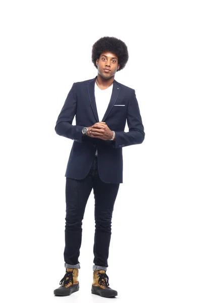 Mooi volledig lichaam gelukkig zwart mode man — Stockfoto