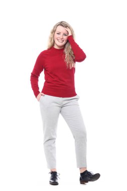 Güzel, mutlu bir kadının portresi.