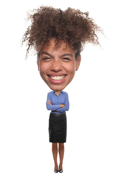 Retrato de una hermosa mujer feliz frente a un fondo blanco —  Fotos de Stock