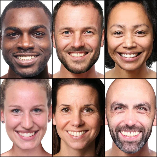 Group of beautiful happy people in a collage in front of a white background Stock Image