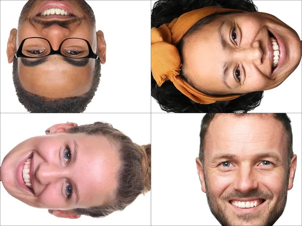 Group of beautiful happy people in a collage in front of a white background — Stock Photo, Image