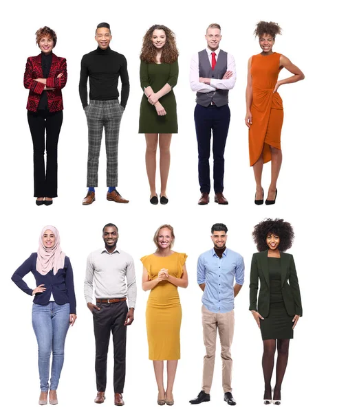 Schöne Gruppe multiethnischer Menschen vor weißem Hintergrund — Stockfoto