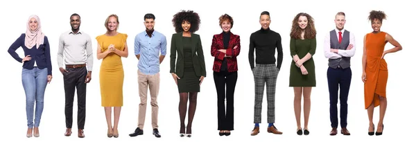 Schöne Gruppe multiethnischer Menschen vor weißem Hintergrund lizenzfreie Stockfotos