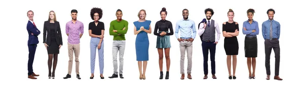 Schöne Gruppe multiethnischer Menschen vor weißem Hintergrund — Stockfoto