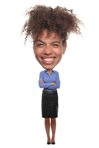 Retrato de una hermosa mujer feliz frente a un fondo blanco —  Fotos de Stock