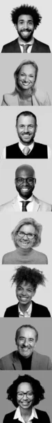 Mooie gelukkige mensen in een zwart-wit collage — Stockfoto