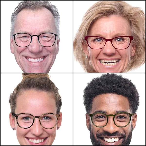 Grupa osób w okularach w kolażu — Zdjęcie stockowe
