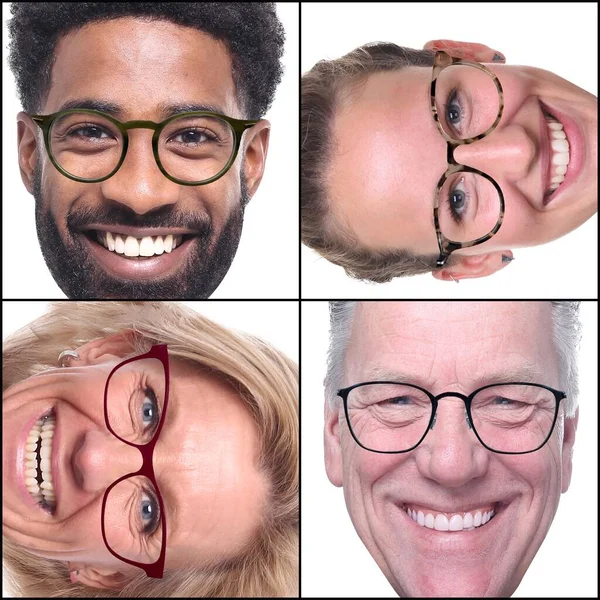 Grupo de personas en un collage con gafas — Foto de Stock