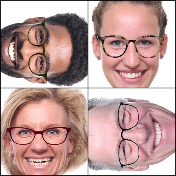 Ομάδα ανθρώπων με κολάζ που φορούν γυαλιά — Φωτογραφία Αρχείου
