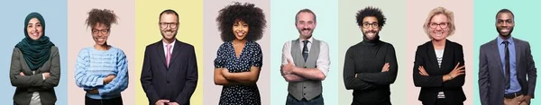 Grupo de personas hermosas frente a un fondo — Foto de Stock