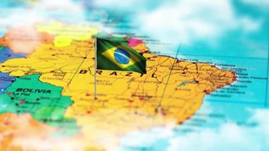  Dünya Haritasında Brezilya Bayrağı 
