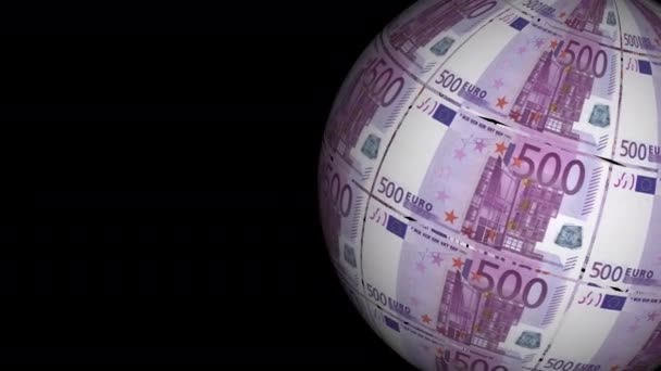 Billetes Dinero Euros World Globe Loop Fondo Sin Costuras — Vídeos de Stock