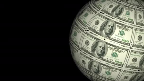 Alfa Kanalı Ile Dollar Globe Döngüsü — Stok video
