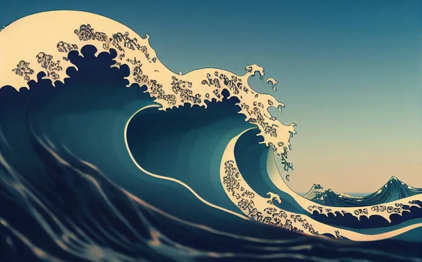 Big Blue Waves In The Japanese Style