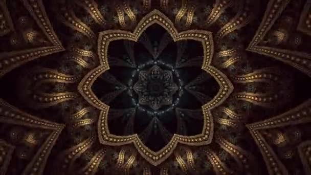 Einzigartiges Kaleidoskop Design Abstrakter Goldener Nahtloser Schleifenhintergrund — Stockvideo
