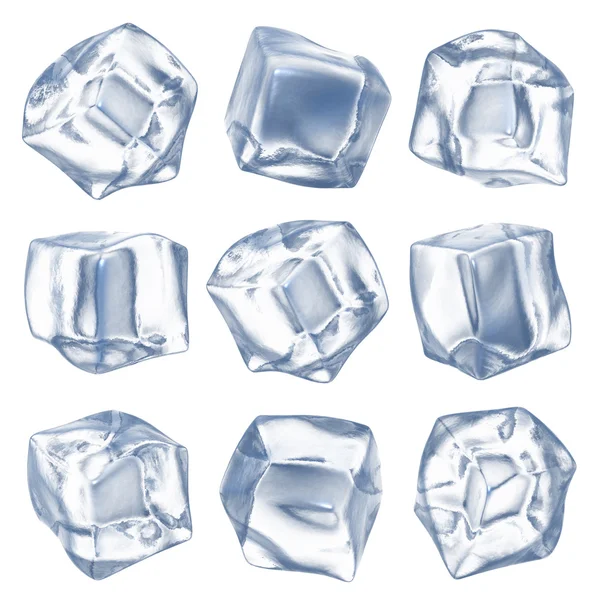 Ice cubes - isolated on white background Royalty Free Stock Images