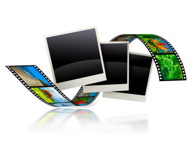 film şeridi ile boş çerçeveler