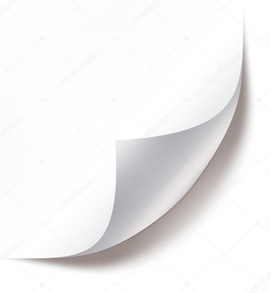 Blank paper sheet with curl
