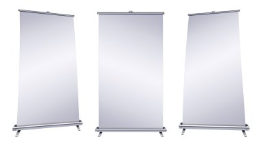 Beyaz arka plan ekranda boş roll-up banner