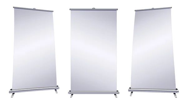 Blank roll-up banner display on white background — Stock Photo, Image