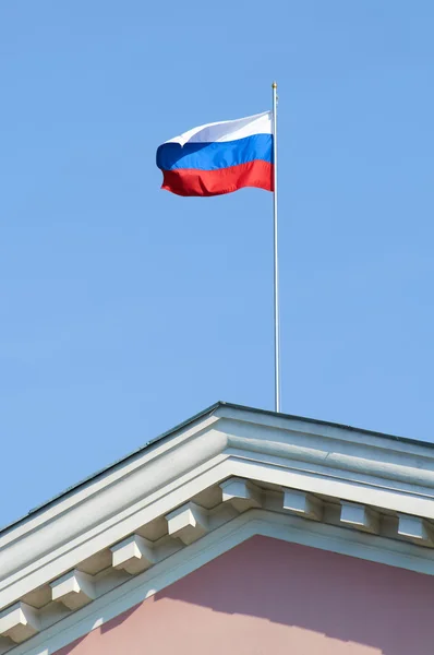 바람에 흔들리고 있는 러시아 국기 — 스톡 사진