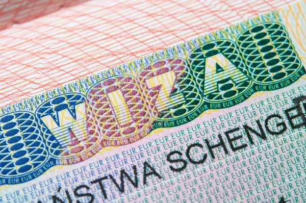 Schengen Visa in passport — Stock Photo, Image