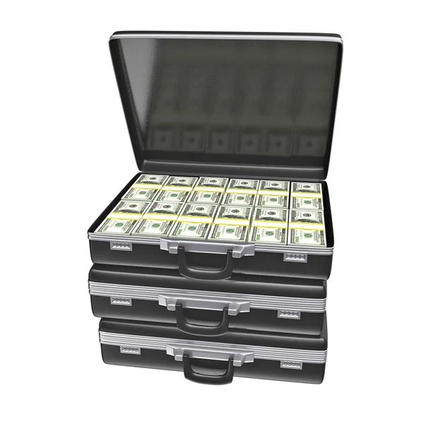 Black case with money — Stock Photo, Image