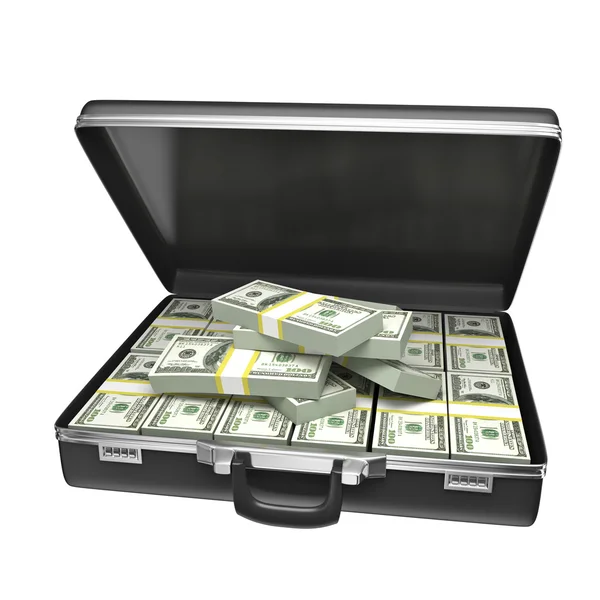 Black case with money — Stock Photo, Image