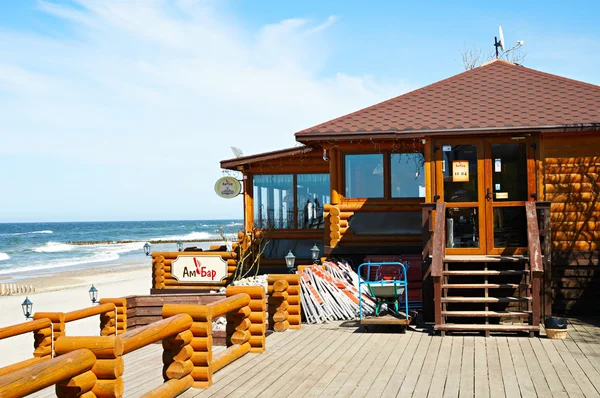 Cafe "Am! Bar" on the beach of the Baltic Sea. Zelenogradsk — Stock Photo, Image