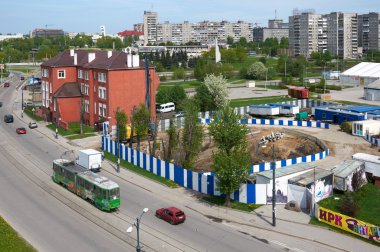 Kaliningrad. sokak Ekim ayında görüntülemek için yeni bir sinagog inşa