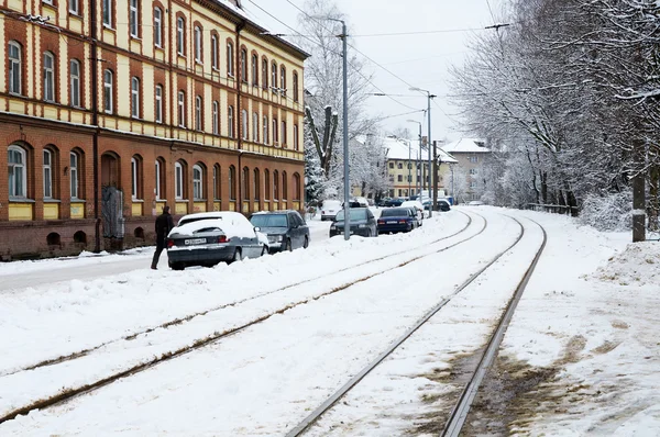 冬天街的加里宁格勒 — 图库照片
