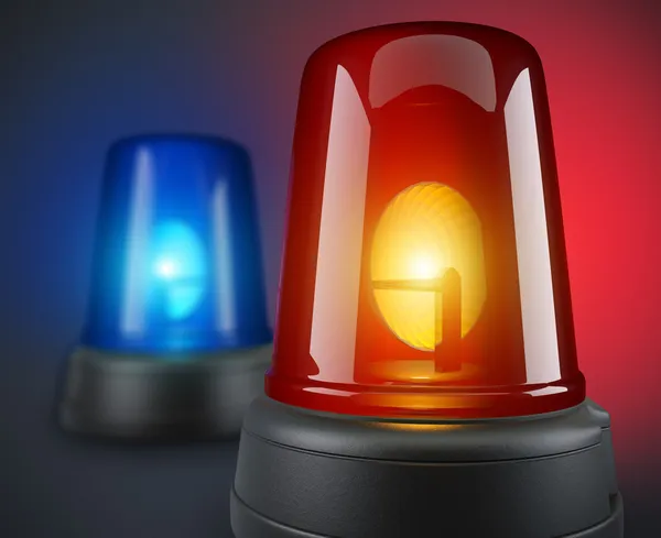 Red and blue police lights — Stock Photo, Image