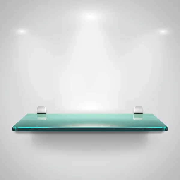 Prateleiras de vidro com luz spot — Fotografia de Stock