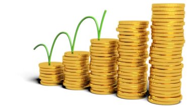 paralar barlar ile yükselen grafiği