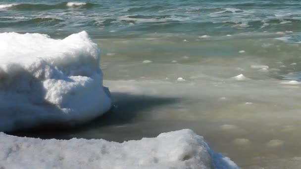 Winter kust van de Baltische Zee — Stockvideo