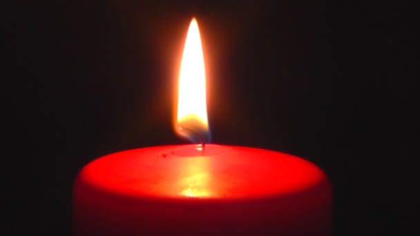 Single red candle burning — Stock Video