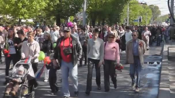 День Победы в Калининграде. Россия — стоковое видео