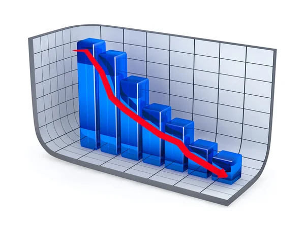 Gráfico de barras de crecimiento y flecha roja — Foto de Stock