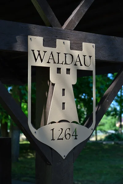 Hinweisschild im Schloss Waldau — Stockfoto